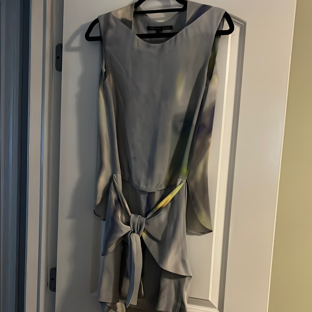Theyskens' Theory Silver Sheath Dress with Flutter Sleeves for Cocktail
